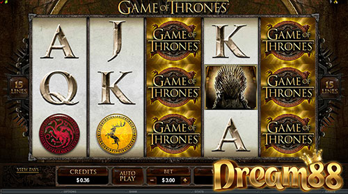 เกมสล็อตออนไลน์ Game of Thrones 15 Lines Slot