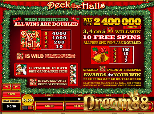 โบนัสฟีเจอร์เกม Deck the Halls Slot