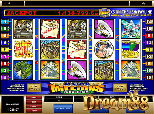 Major Millions 5 Reel Slot - เกมสล็อตแจ็คพอต