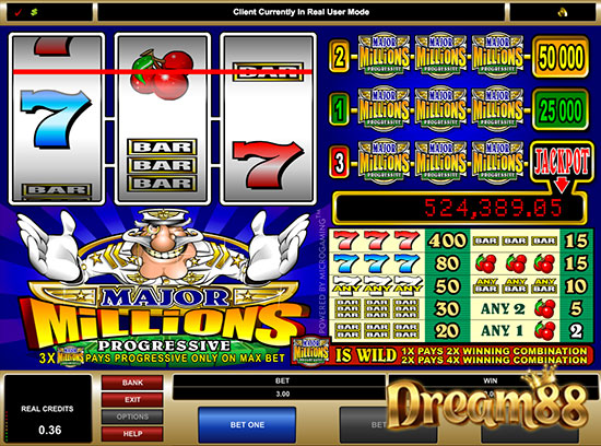 Major Millions Progressive Slot - แจ็กพอตสล็อตออนไลน์