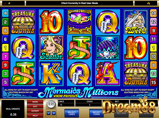 เกมสล็อตออนไลน์ Mermaids Millions Slot