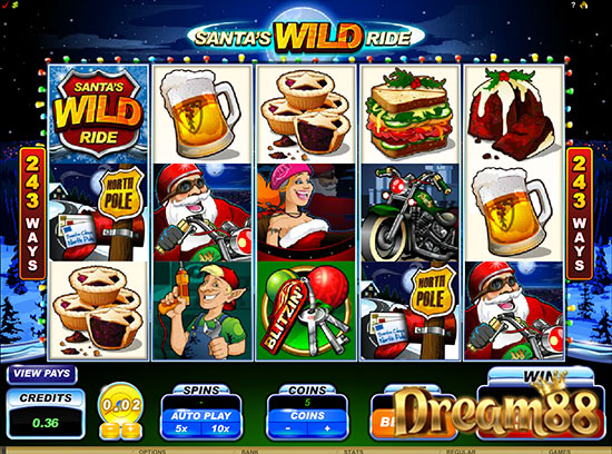 Santas Wild Ride Slot - เกมส์ออนไลน์สล็อต ธีมรถลากเลื่อนของซานต้า